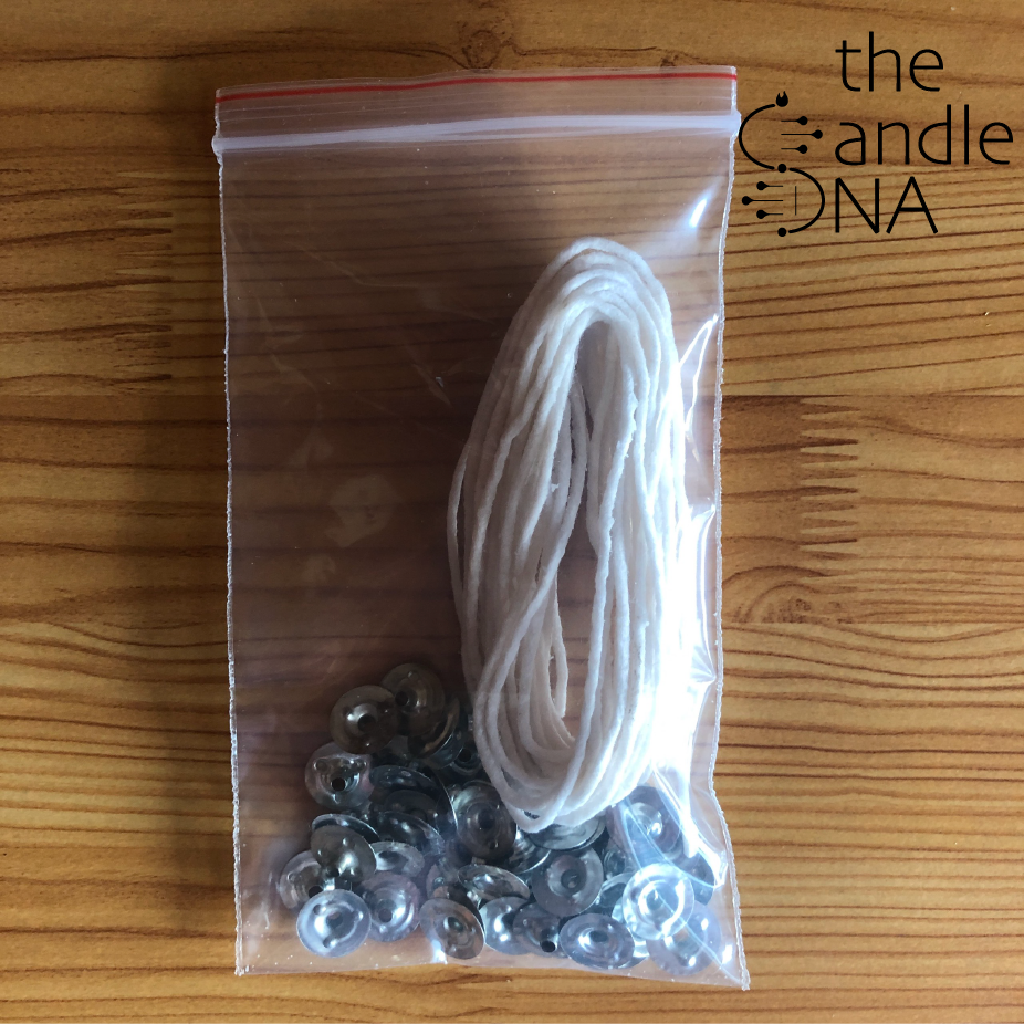 Bấc Nến (Tim Nến) Cotton Nhúng Sáp 5m + 50 Đế Kẹp bấc The Candle DNA
