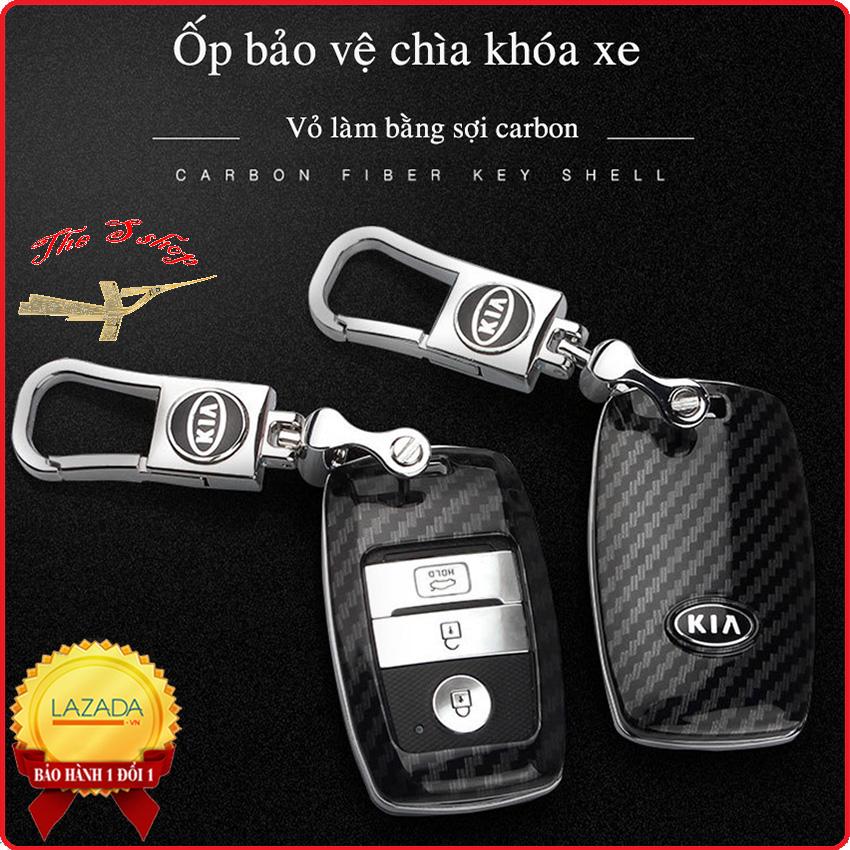 Ốp chìa khóa xe ô tô KIA carbon cao cấp , ốp chìa khóa màu đen, ốp chìa khóa sợi cacbon- GALAXYLIFE