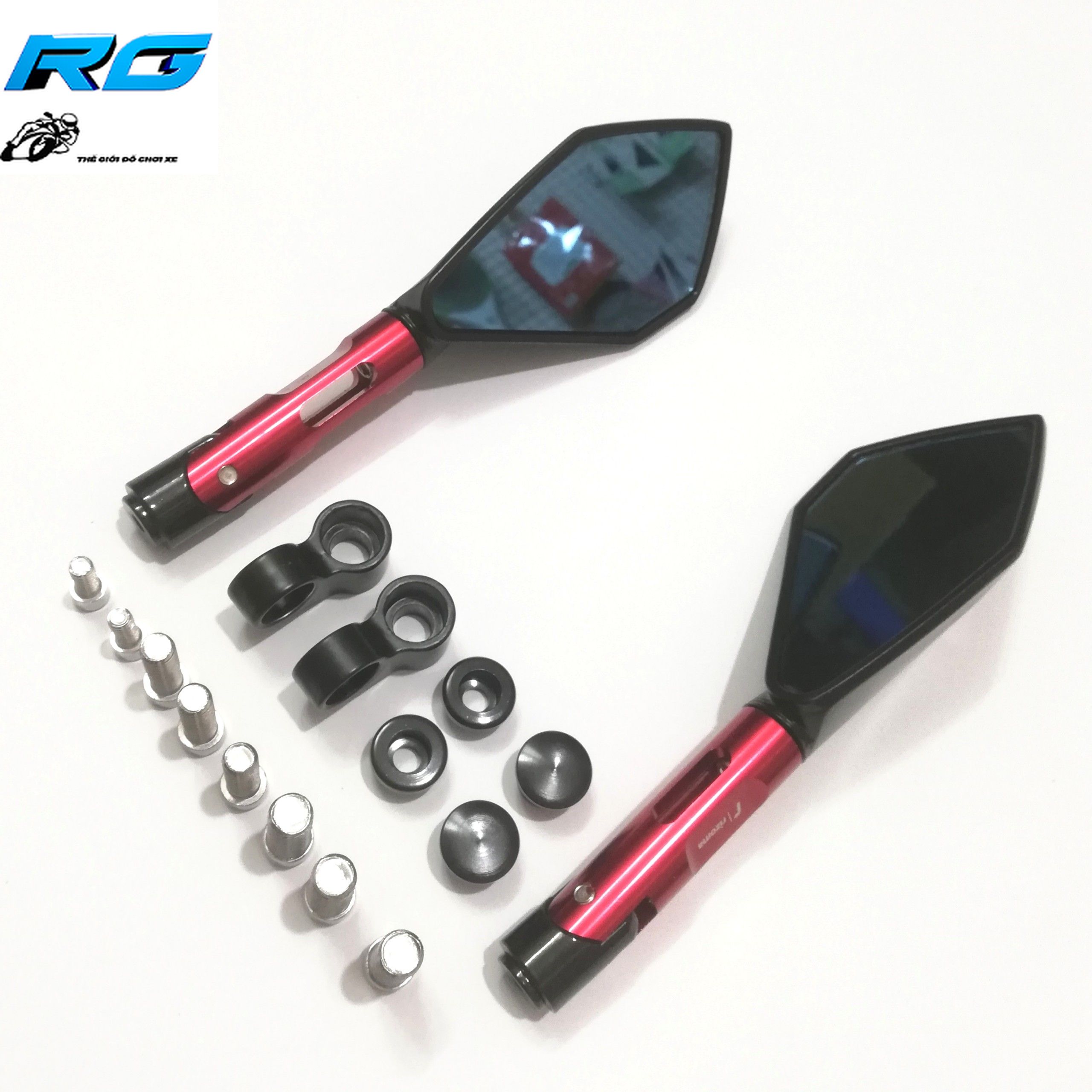 [HCM]Gương Chiếu Hậu Rizoma 5 Cạnh L2 Màu Đỏ - 1 Cặp