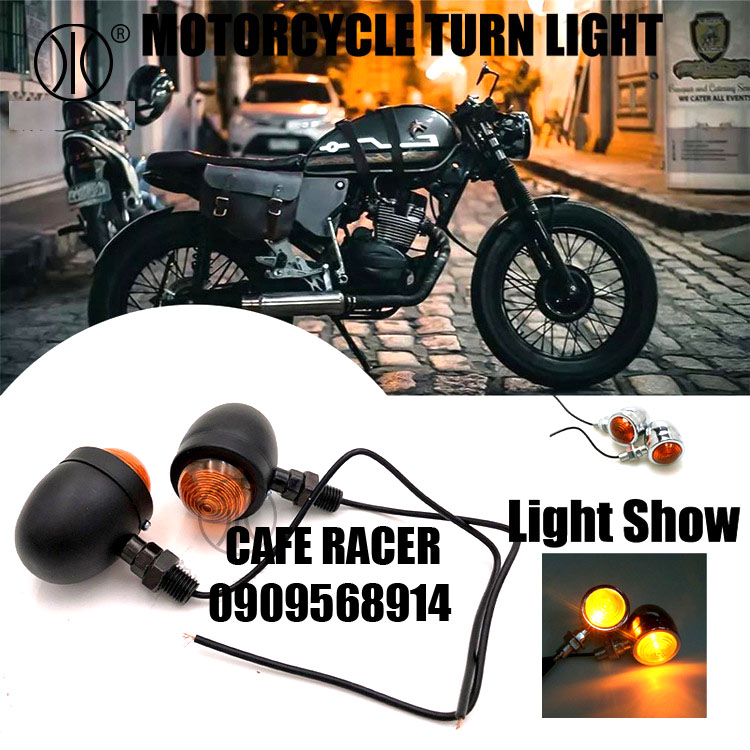 Bộ 2 xi nhan tròn cổ điển cafe racer tracker kim loại