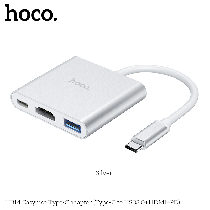 Cáp Chuyển Hoco HB14 Cổng Type-C Ra 3 Cổng HDMi + Type-C + Usb 3.0