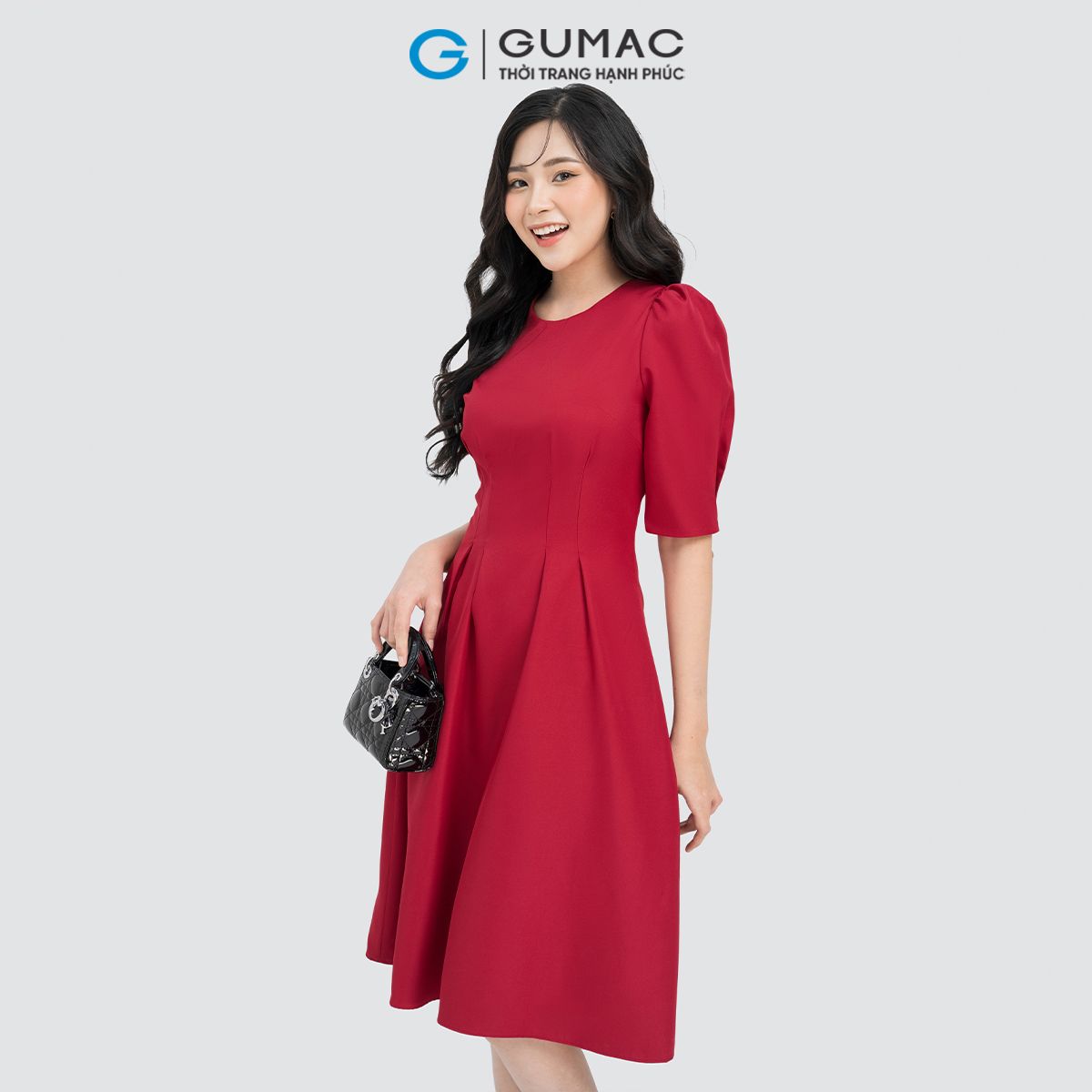 [15 - 17.6 |Voucher 8-15%] Đầm nữ tay phồng chiết ly GUMAC LDE0606