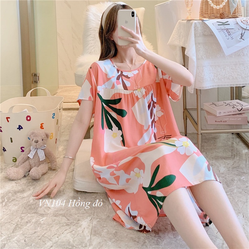 Váy lanh săn hàng giao luôn mặc nhà đầm mặc nhà vn104 siêu mềm mát