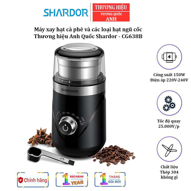 UK shardor cg638b series coffee beans and cereal grinder with 150W capacity