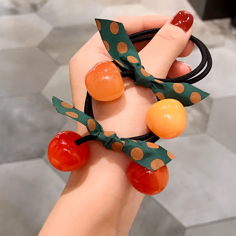 Dây cột tóc dây buộc tóc trái cherry siêu dễ thương