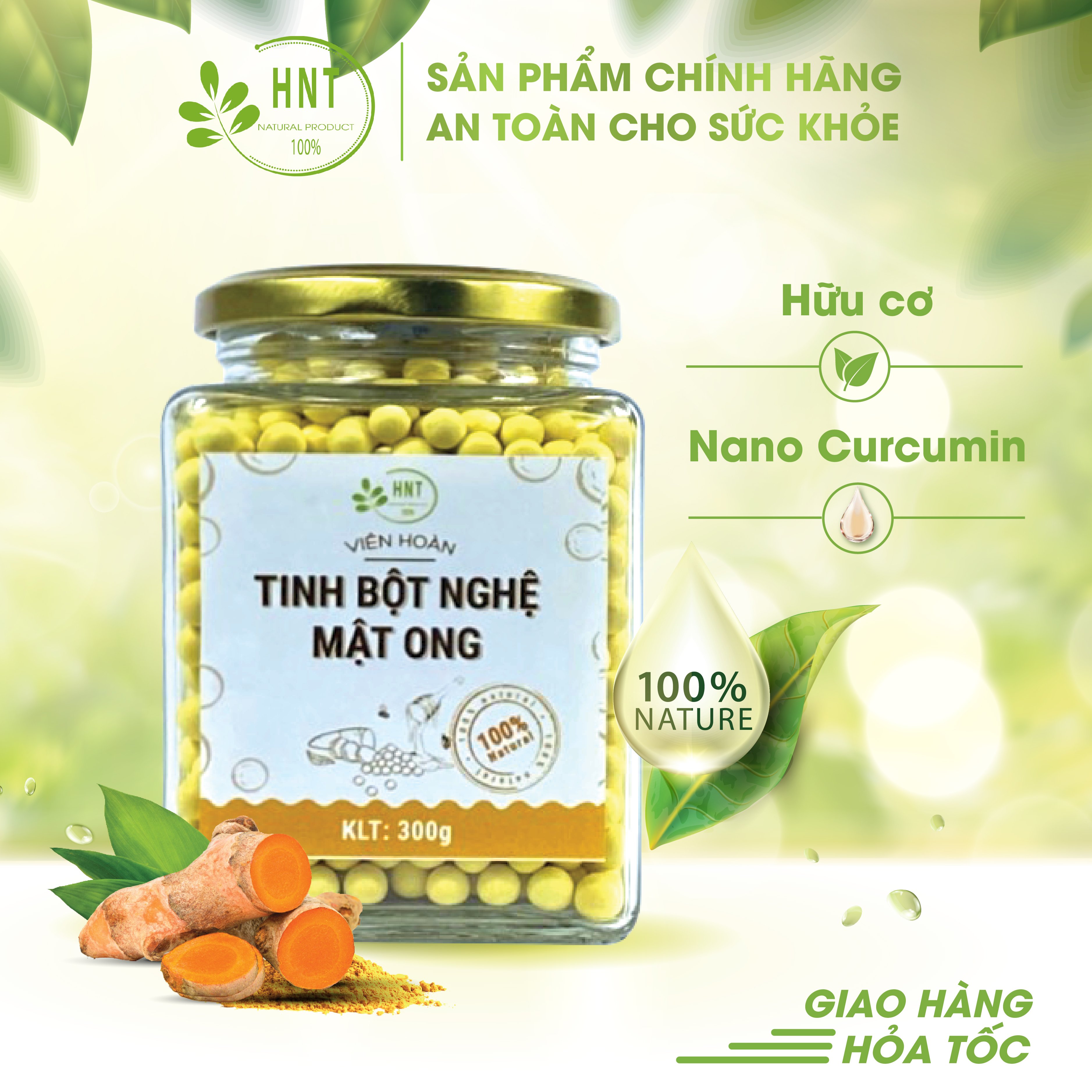 Tinh bột nghệ mật ong viên - Sử dụng khi - Đau dạ dày - Phụ nữ sau sinh - HNT NATURAL PRODUCT VTBN300