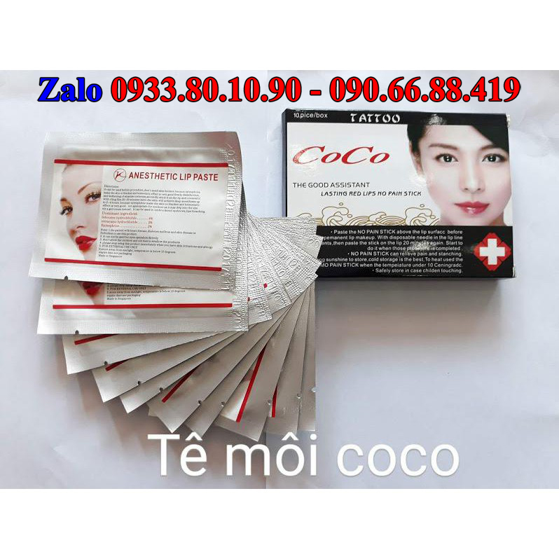 [Hộp 10 miếng dán] Tê dán Môi Coco phun xăm Môi
