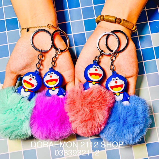 Móc khoá bông xù siêu mềm mịn Doraemon