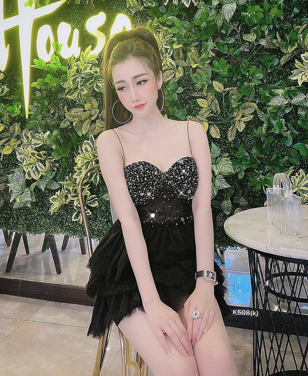 Đầm xòe 2 dây tầng kết chuỗi