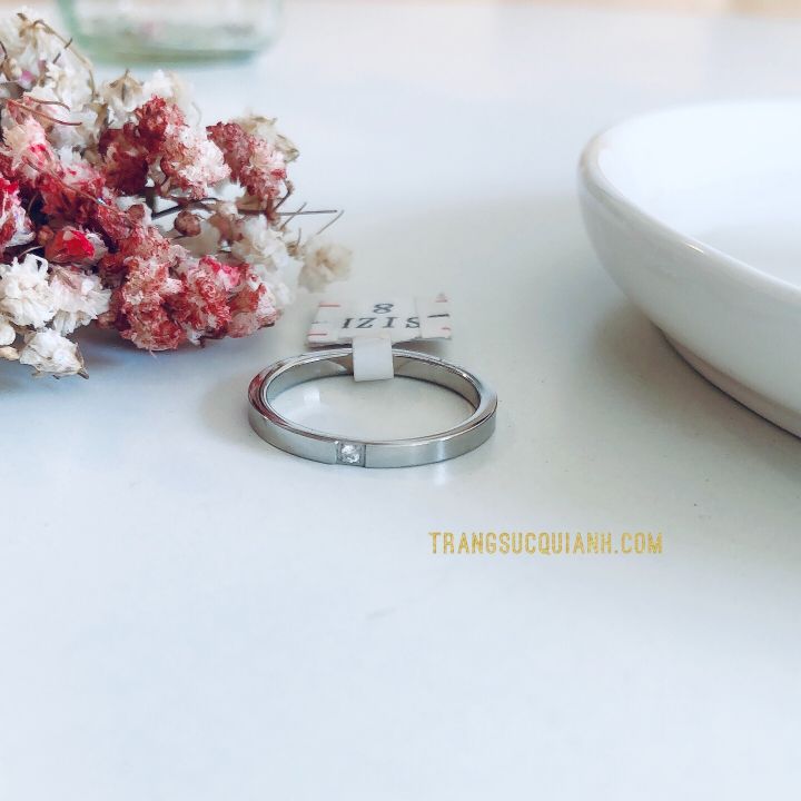 NHẪN TITAN BẠC ĐÁ CHÌM SIMPLE