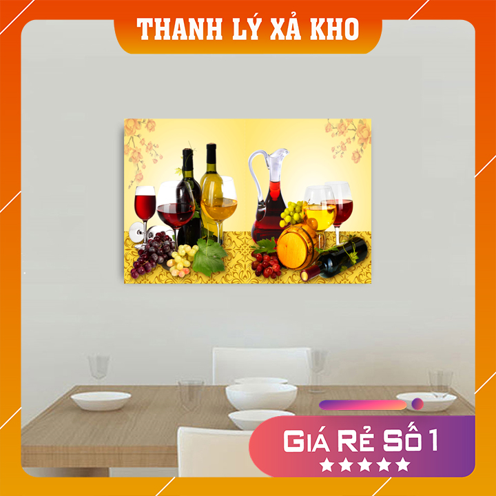 [THANH LÝ SẢ KHO] Tranh dán tường 3d - Tranh ly rượu - Tranh 3d Phòng Ăn Kích Thước ngang 45cm x cao 30cm - Song Long Decor