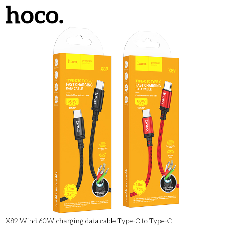 Cáp sạc dây dù hoco x89 typec to typec 60w / typec to lightning 20w dài 1m - nhất tín computer