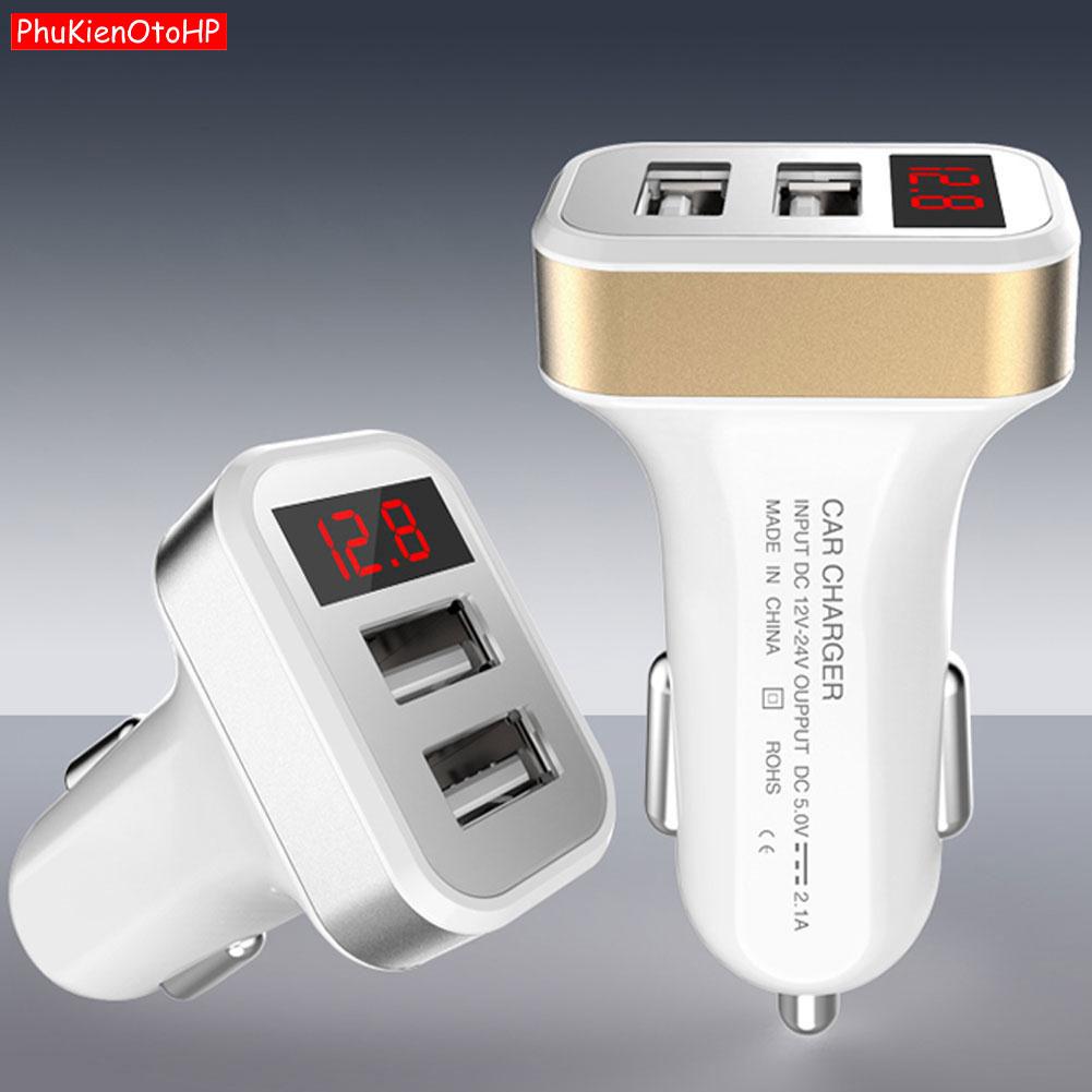 Tẩu Sạc Ô Tô Xe Hơi 3.1A Có Màn Hình Led Hiển Thị Điện Áp - Tau sac xe, Tẩu Sạc nhanh 2 USB, Cốc sạc,dock sạc, củ sạc đa năng cho xe hơi ôtô