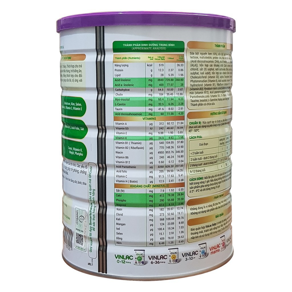 Sữa bột Vinlac Baby 400g