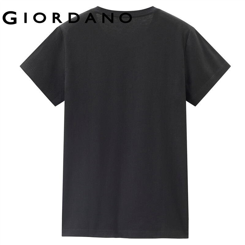 Áo thun nữ T-shirt cổ tròn ngắn tay phối hình thêu thời trang chất 100% cotton thoải mái trẻ trung mùa hè Giordano Free Shipping 13322221