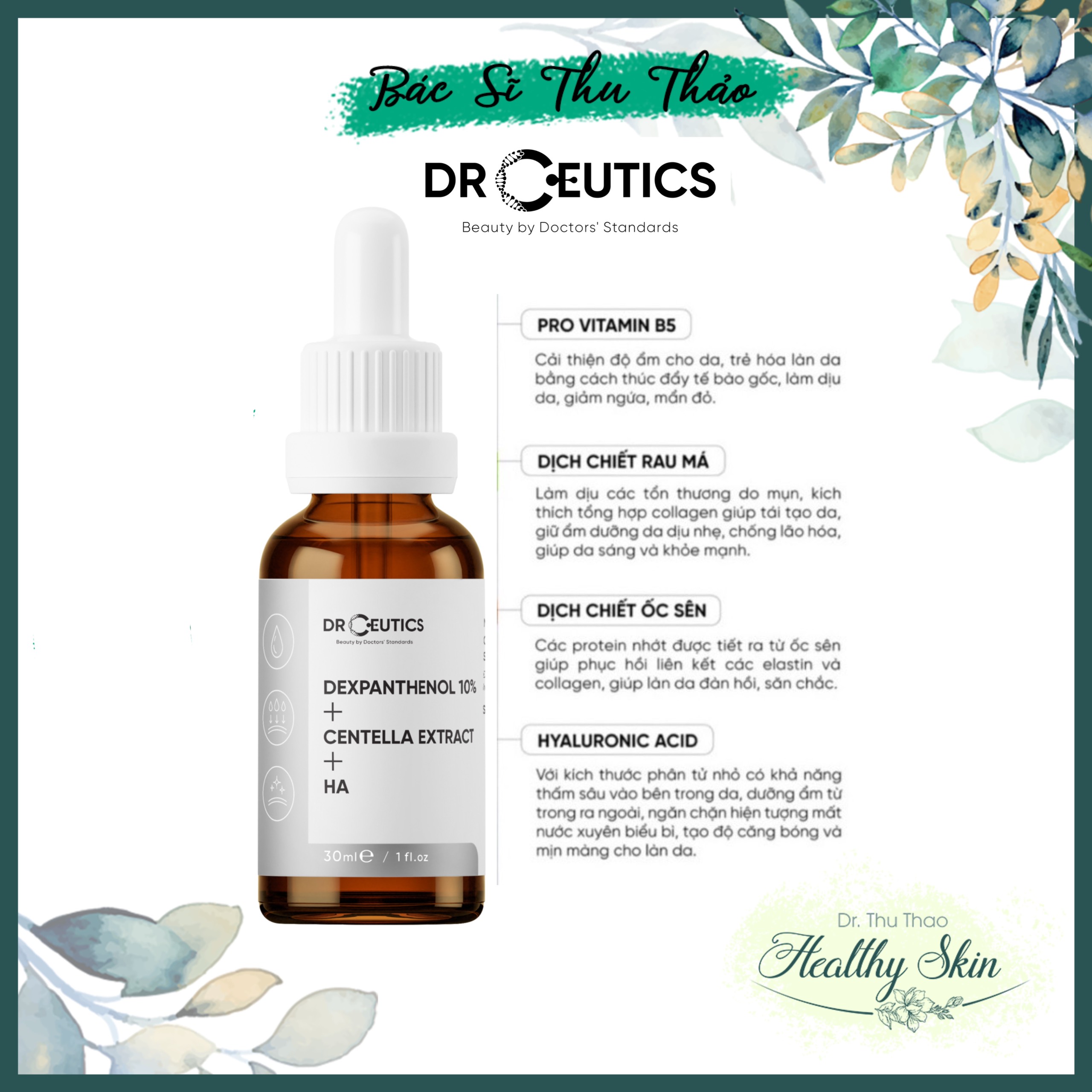 [30mL-100mL] SERUM DRCEUTICS CẤP ẨM PHỤC HỒI DA B5 + CENTELLA + HA