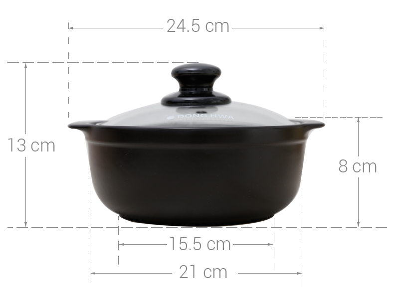 [HCM]Nồi Đất Nắp Kiếng Donghwa Gốm Sứ Tucbeghi 750ML -  2.68L - Đen Nâu