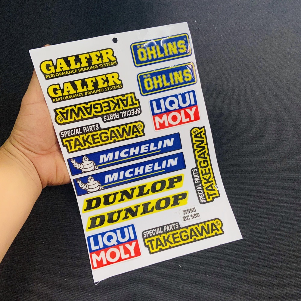 BỘ 14 TEM LOGO HUY HIỆU CHỮ HÃNG XE MÁY NHIỀU STICKER KHÁC NHAU TRANG TRÍ XE MÁY