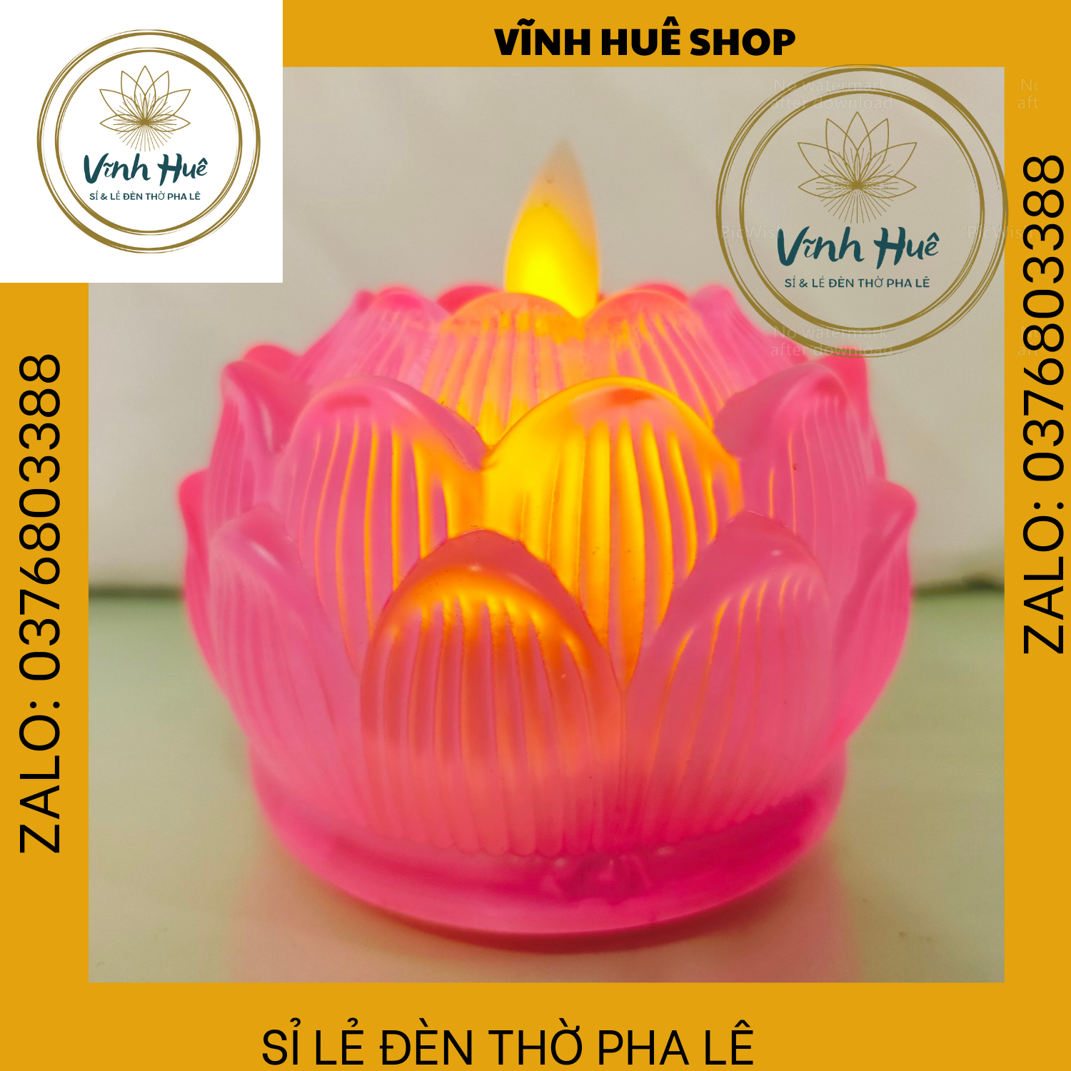 Nến pin, nến điện tử, hoa sen lưu ly 7cm
