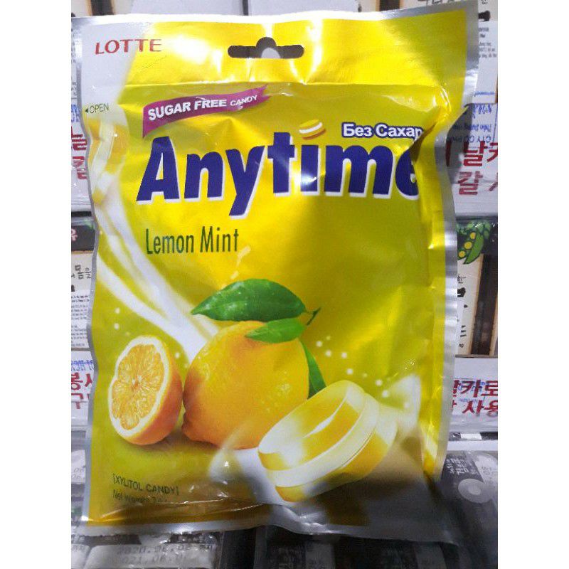 Combo 3 Túi Kẹo Lotte AnyTime Bạc Hà đào chanh 60g hàn quốc