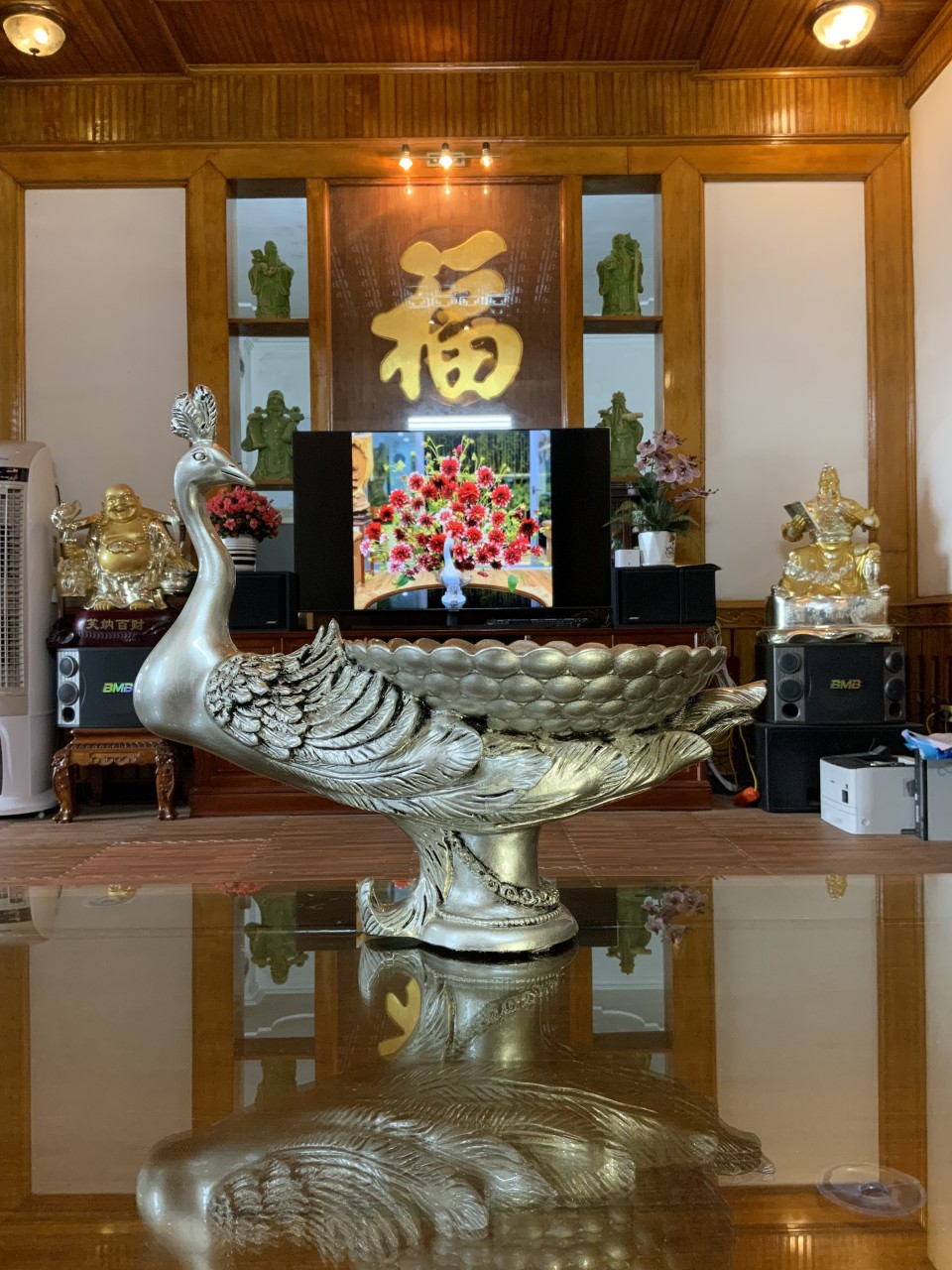 Lọ hoa con công mã bh213, Bình cắm hoa con công, bình hoa trang trí chất liệu composite