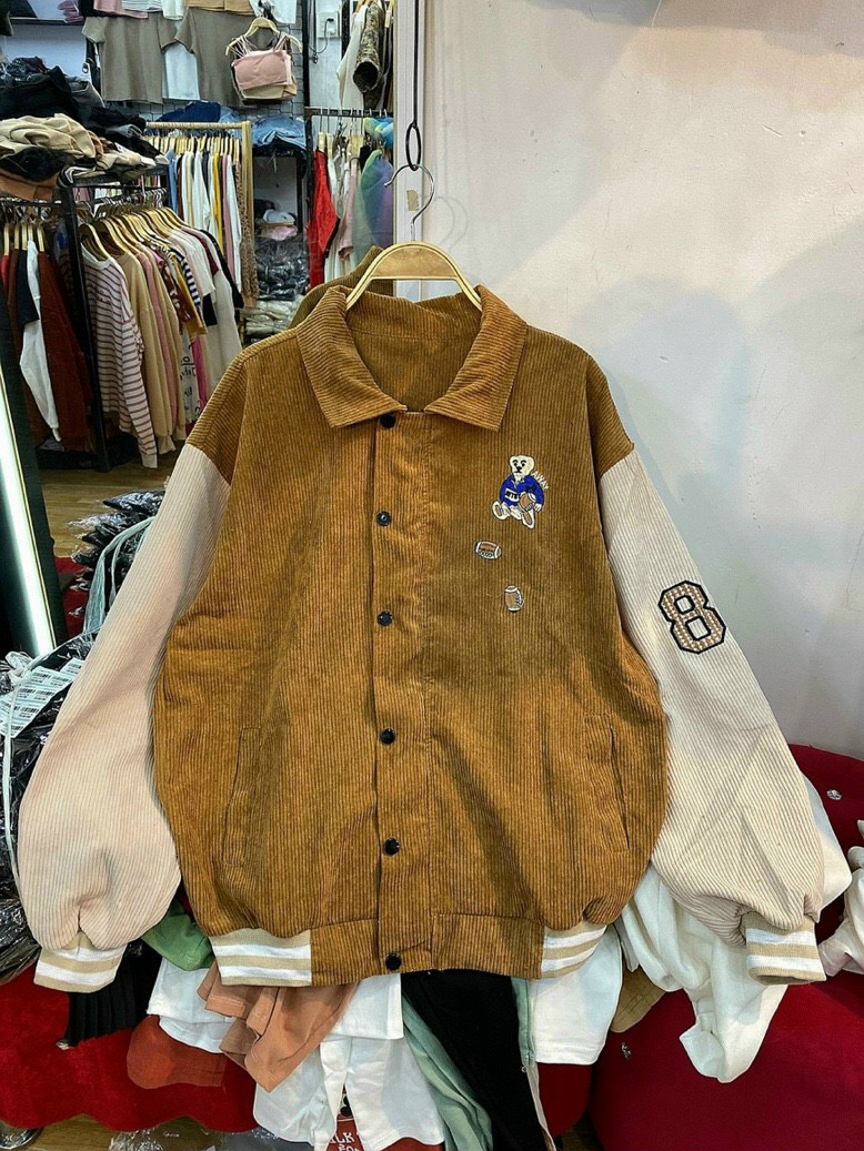 [HCM][MIỄN PHÍ VẬN CHUYỂN] Áo khoác Nhung kiểu BOMBER thu đông nam nữ unisex from chuẩn logo thêu cực bán chạy