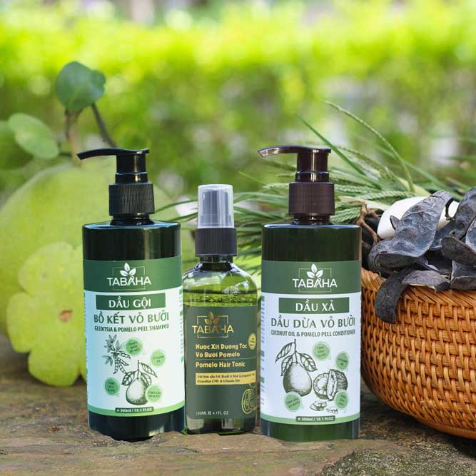 Combo Dầu Gội bồ kết + Dầu Xả dầu dừa + Xịt Mọc tóc tinh dầu bưởi Tabaha giảm rụng tóc