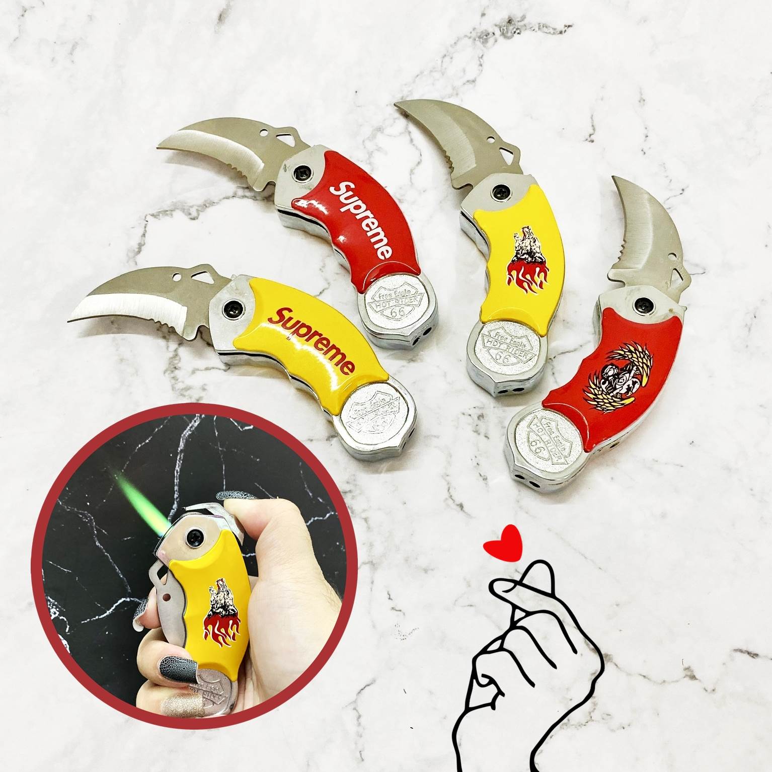 Bật Lửa Khè - Khui Bia 3IN1 (Kim Loại) - (Xài Gas)