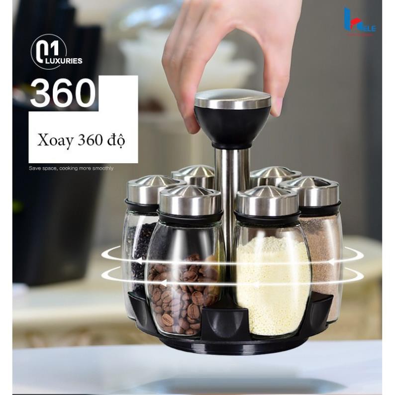 Bộ 6 lọ đựng gia vị thủy tinh