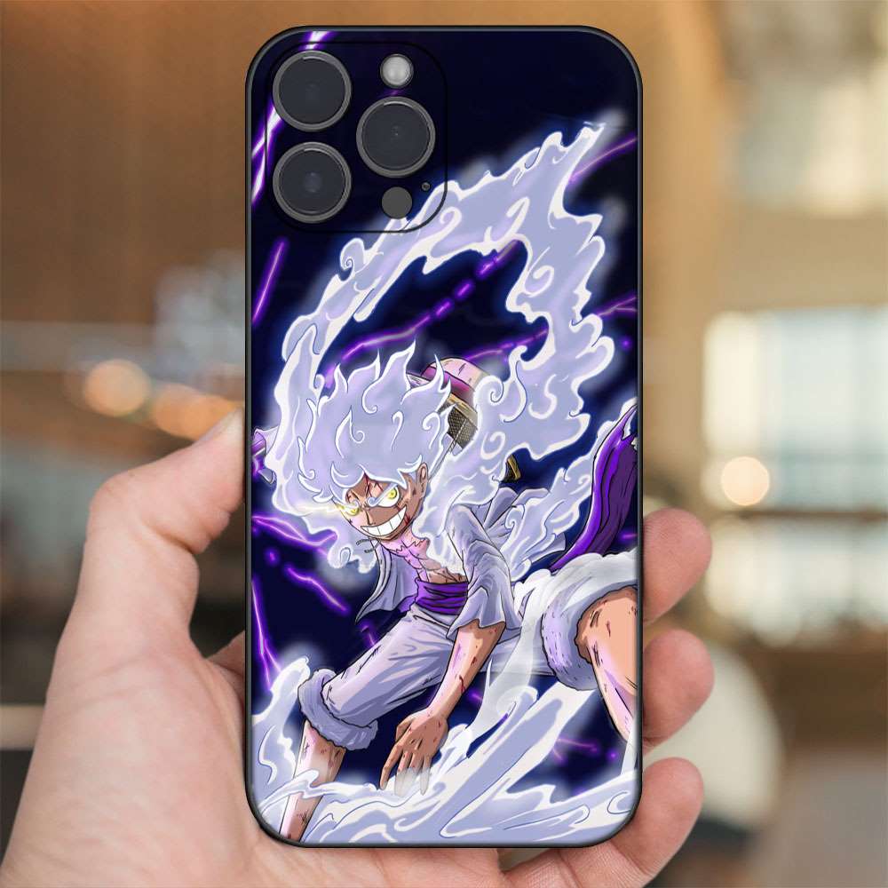 Ốp lưng iPhone 14 Pro Max dẻo đen cạnh vuông in hình Luffy One Piece