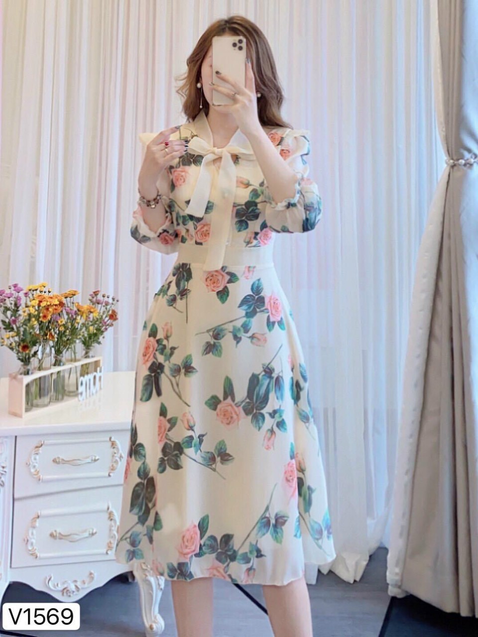 [ THỜI TRANG NỮ CAO CẤP ] ĐẦM HOA TIỂU THƯ CỘT NƠ SIÊU XINH CHẤT VẢI MỀM MỊN THOÁNG MÁT TRANG DAI STORE