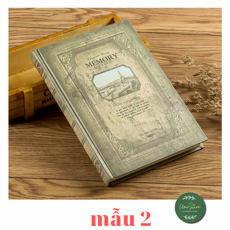 Sổ tay ghi chép kẻ ngang vintage - sổ nhật kí kẻ ngang bìa cứng phong cách cổ điển memory