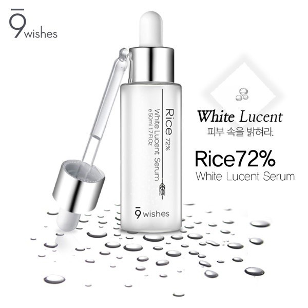 Tinh Chất Dưỡng Da Trắng Sáng Và Cấp Ẩm 9 Wishes Rice 72% White Lucent Serum 50ml