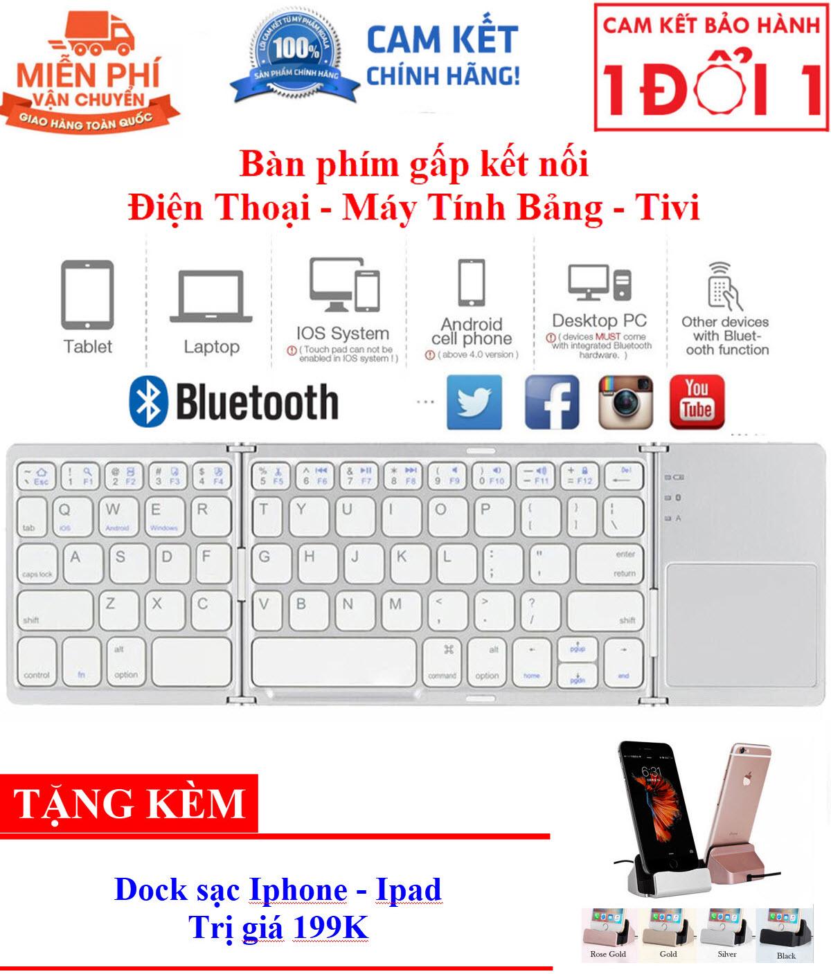Quà Tặng Kèm Hấp Dẫn - Bàn phím không dây Bluetooth B033 có touchpad gấp gọn cho điện thoại/ máy tính bảng/ PC/ Laptop/ Android box - Bàn phím gấp gọn Bluetooth tích hợp chuột touchpad hỗ trợ chơi game B033 Aturos