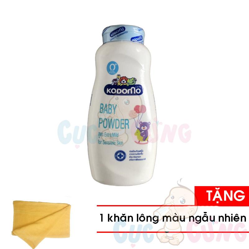 Phấn ngừa rôm sẩy Kodomo 360g - Extra Mild (xanh) Tặng Khăn tắm cotton siêu mềm màu ngẫu nhiên 25x40cm