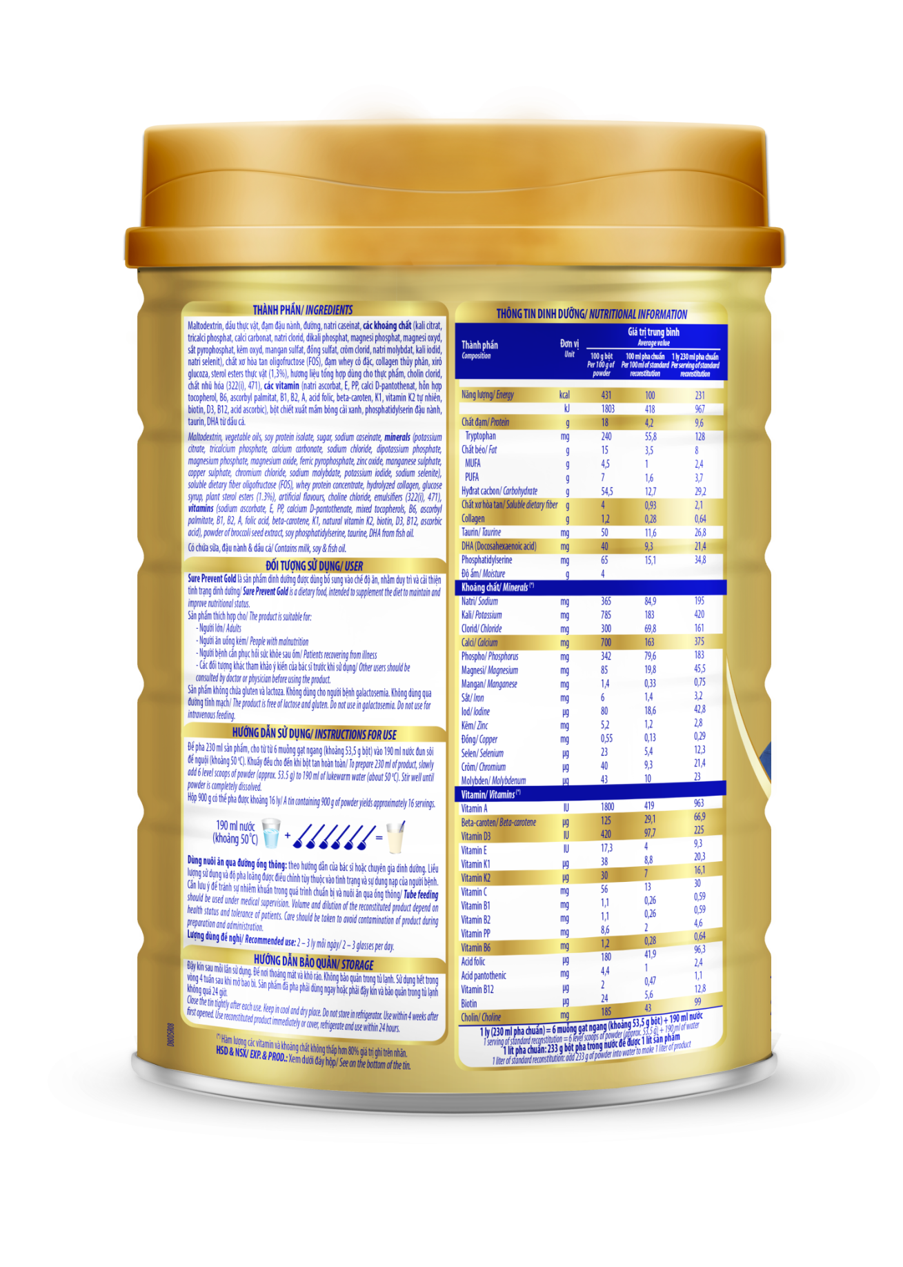 Sữa Bột Sure Prevent Gold 900g