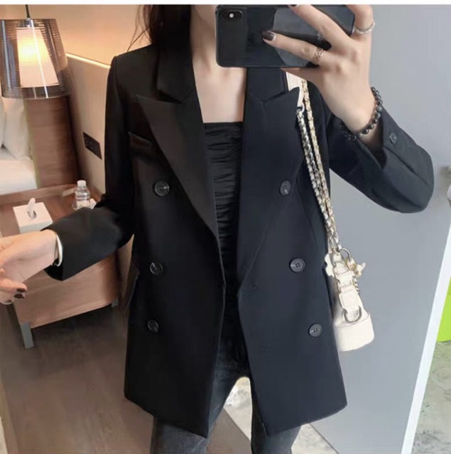 Áo vest nữ , Balzer nữ đen [CAO CẤP] form đẹp mặc siêu sang