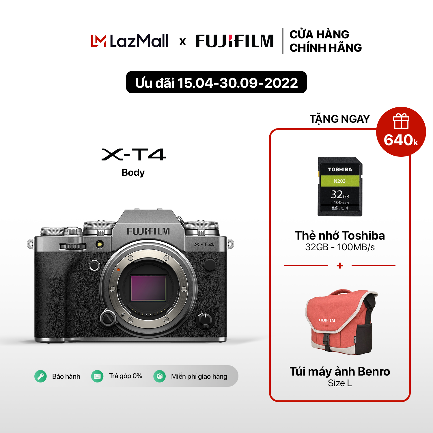 [Trả góp 0%]Máy ảnh kỹ thuật số Fujifilm X-T4 (Đen/Bạc)