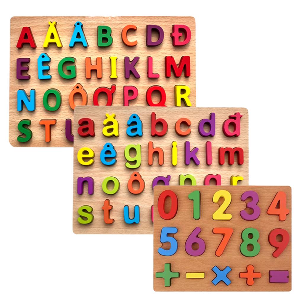 Đồ Chơi Gỗ Benrikids Bộ 3 Bảng Chữ Cái In Hoa, In Thường Tiếng Việt Và Chữ Số Kèm Phép Tính Cho Bé Vừa Học Vừa Chơi
