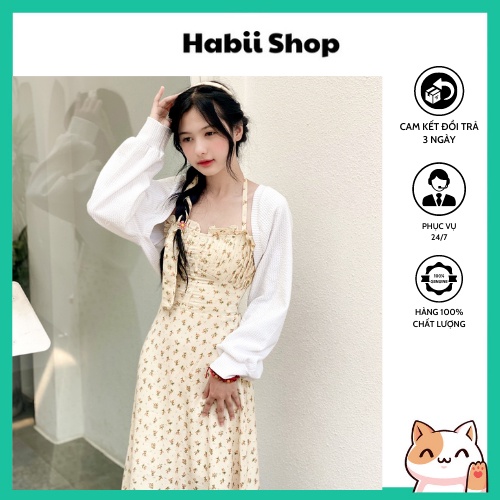 Set váy hoa nhí và áo khoác lên cardigan  Shopee Việt Nam