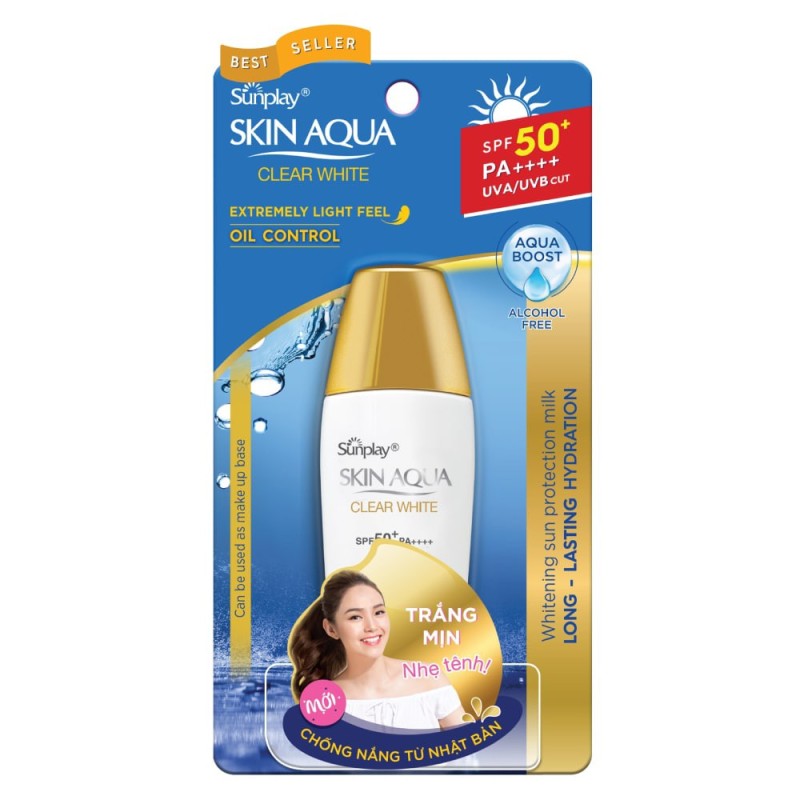 [HCM]Kem Chống Nắng (Nắp Vàng Đồng) SUNPLAY - Skin Aqua Clear White SPF50+/PA++++ 25g nhập khẩu