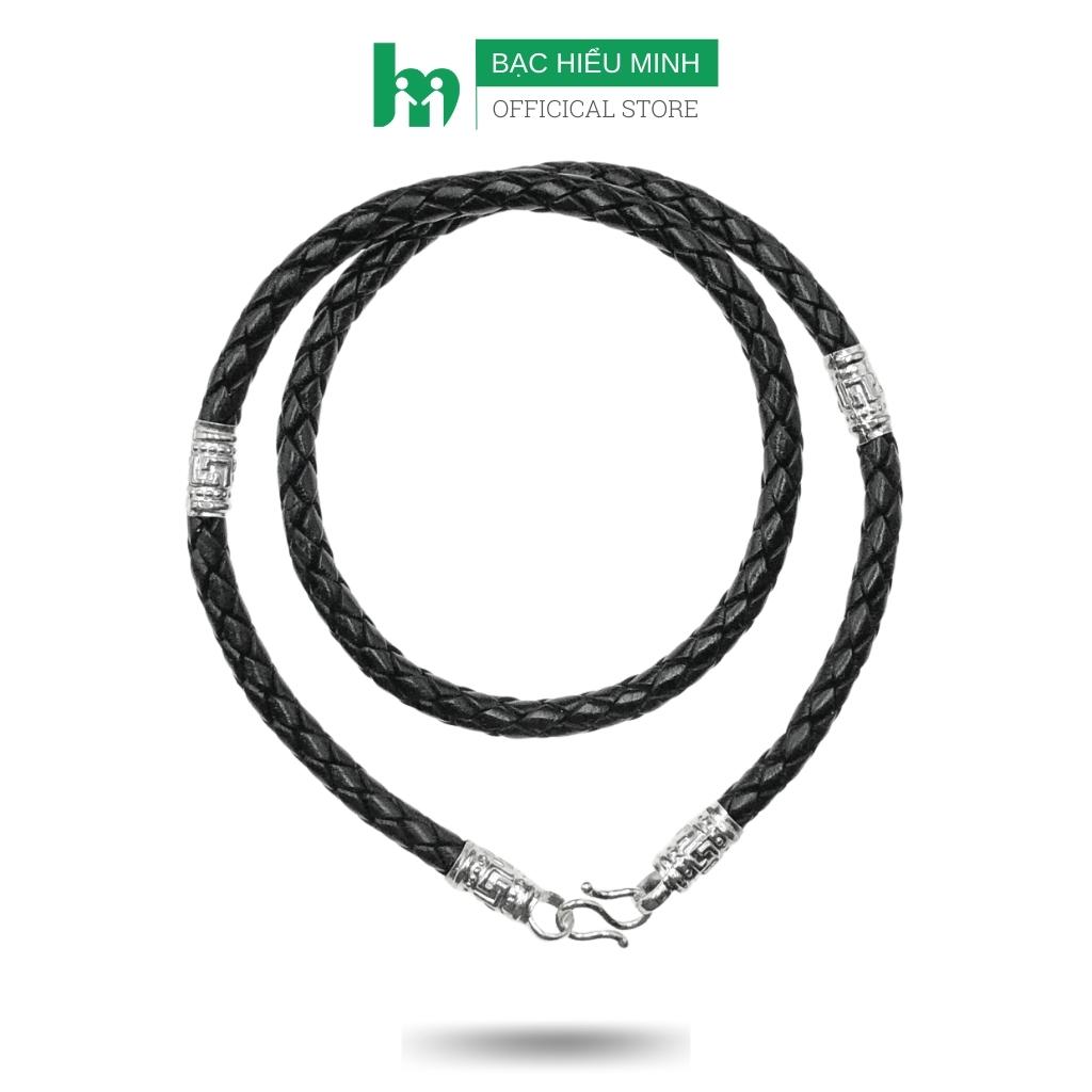 Dây chuyền nam dây da thật 100% bọc bạc bạc hiểu minh ddn035t