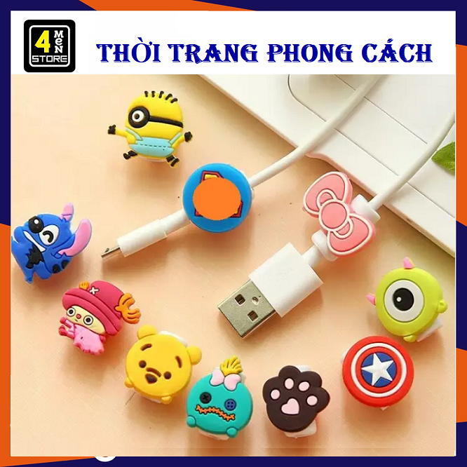 Set 10 Nút Gắn Bảo Vệ Dây Cáp Sạc Hình Thú Hoạt Hình Ngộ Nghĩnh Dễ Thương - Combo 10 Nút Bảo Vệ Cáp Sạc Hình Thú Hàng Chuẩn Đẹp ⚡