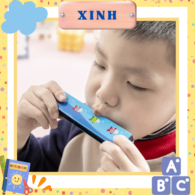 Kèn harmonica 16 lỗ bằng gỗ cho bé
