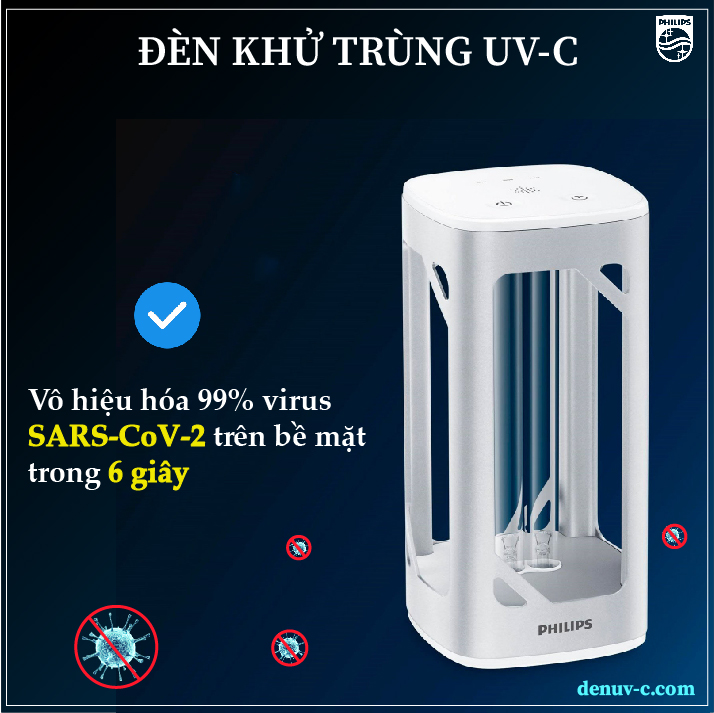 Đèn khử trùng Philips UV-C diệt vi khuẩn, nấm mốc, virus - làm sạch không khí
