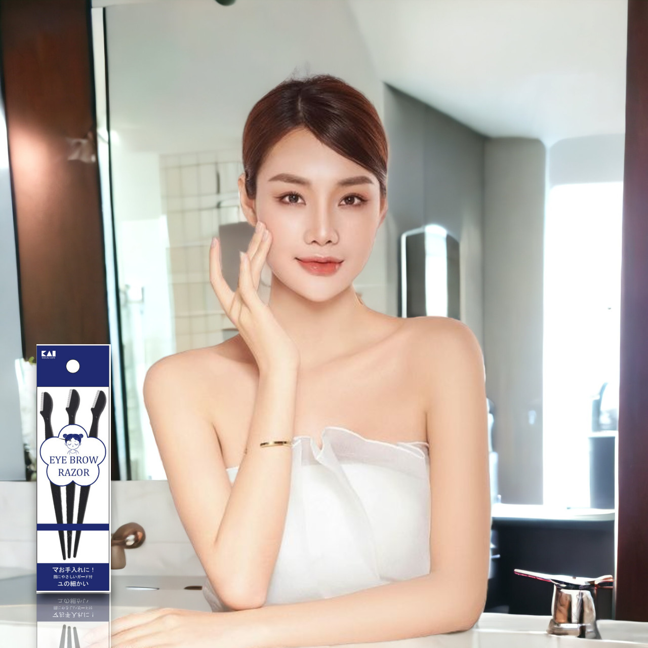 Dao Cạo Dành Cho Lông Mày Cán Dài Kai Groom ( 3 cây )