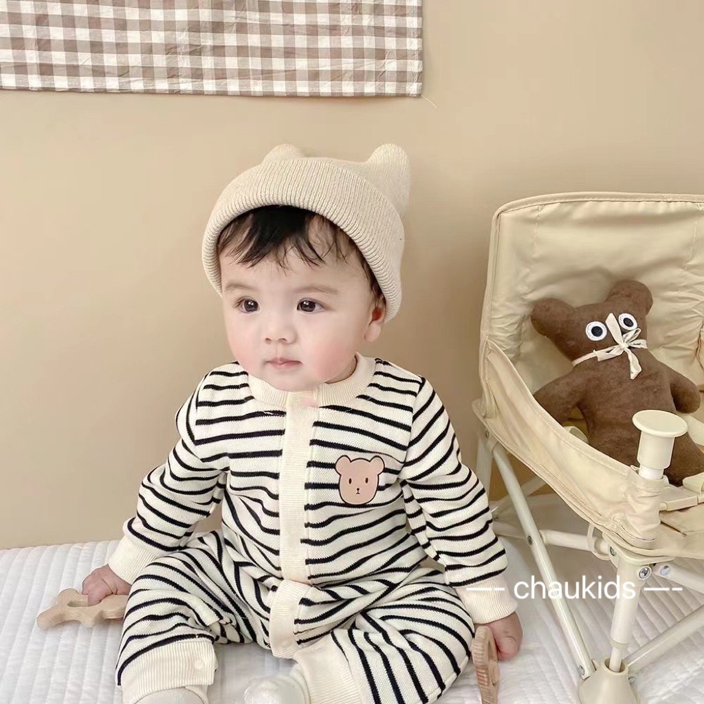 BODY GẤU DÀI KẺ NGANG CÔTON CHO BÉ TRAI