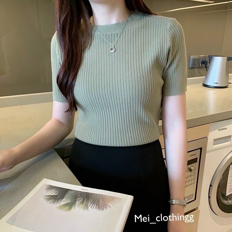 Áo Thun Gân Trơn Ôm Body