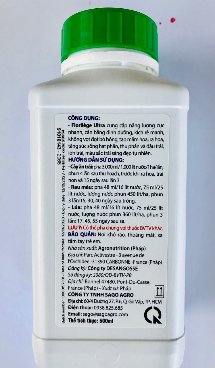Phân bón lá Florilège Ultra-PK Sinh Học