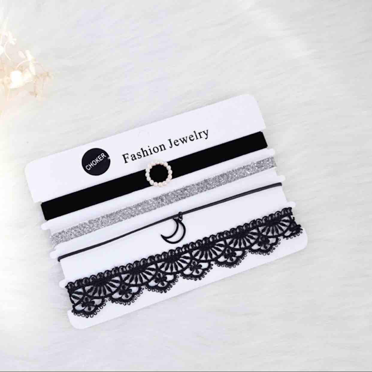 [HCM]Set choker đen và bạc siêu xinh